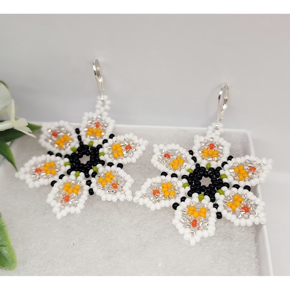 Beads Earrings Flower Design, Women'sEarrings. Long 2 "